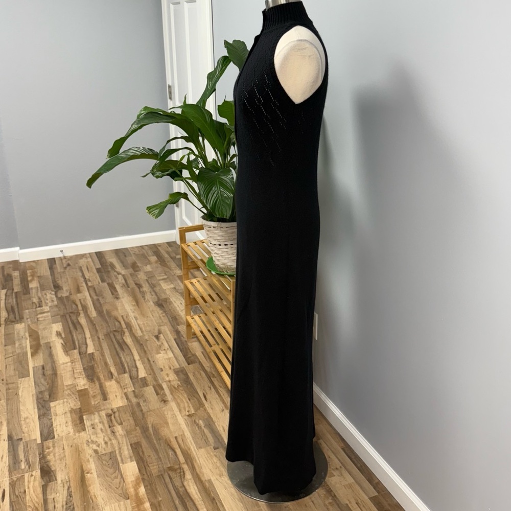 Francesca Of Damon Sweater Dress Dress Maxi IT 12 -US M Black Pointelle Vtg 70s - Picture 3 of 7
